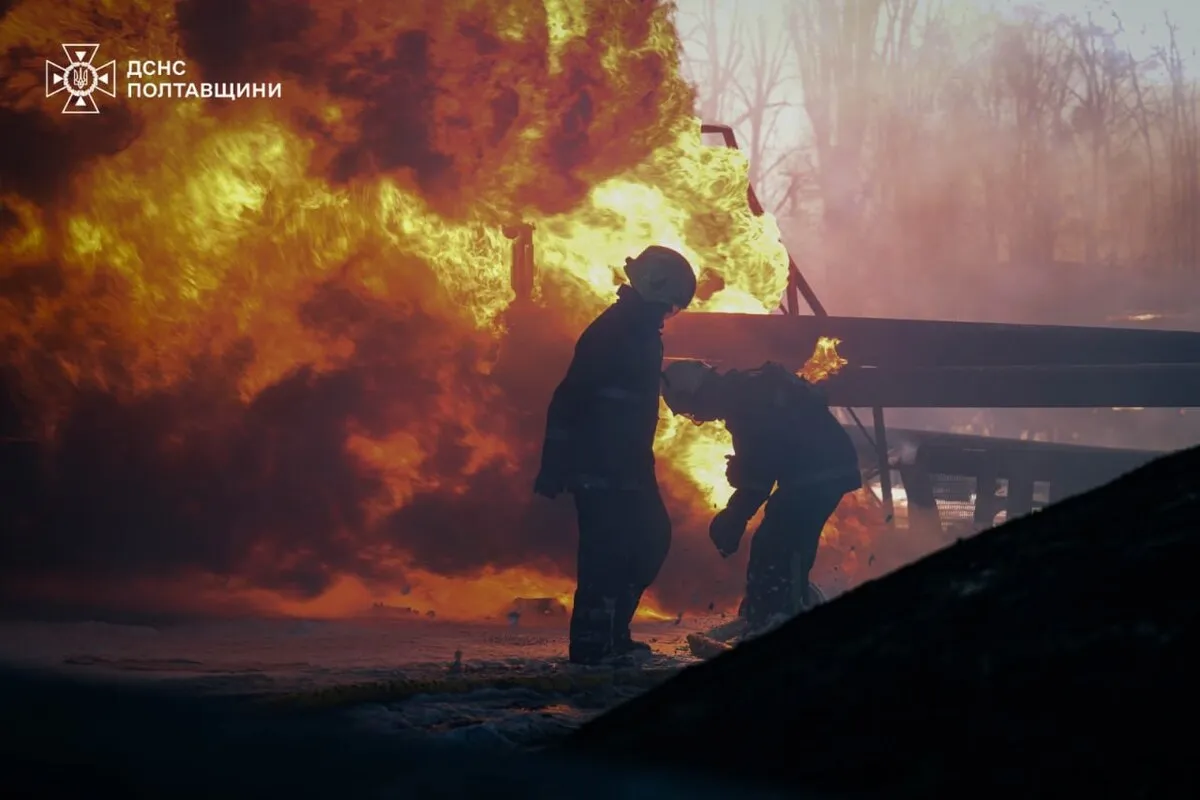 У Миргородському районі після атаки дронів пошкоджені резервуари з нафтопродуктами