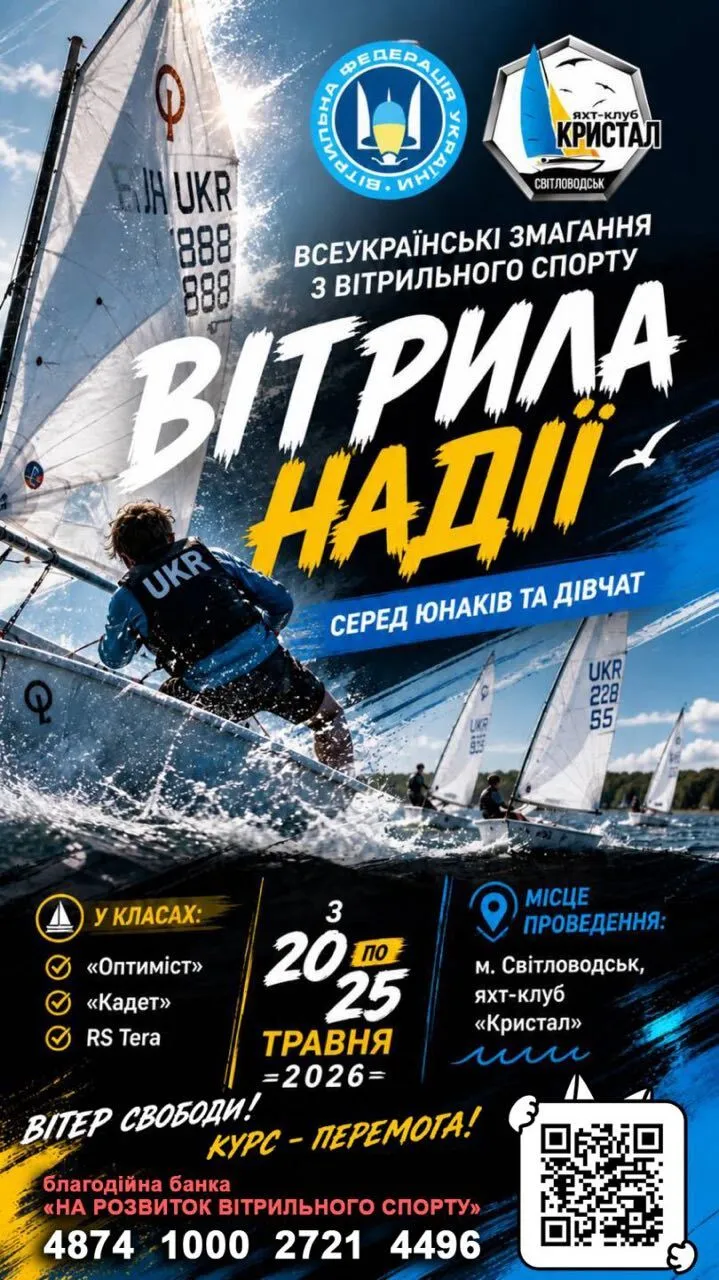 У Світловодську проведуть всеукраїнські змагання з вітрильного спорту «Вітрила надії»