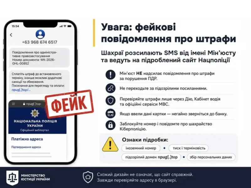 Українців попереджають про фейкові штрафи за порушення ПДР