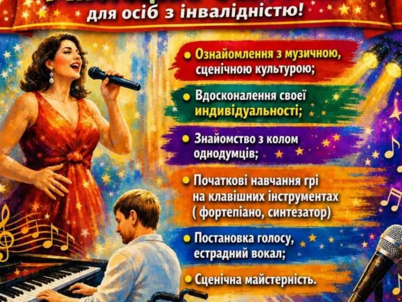 У Кременчуці людей з інвалідністю запрошують на безплатні заняття з вокалу та музики