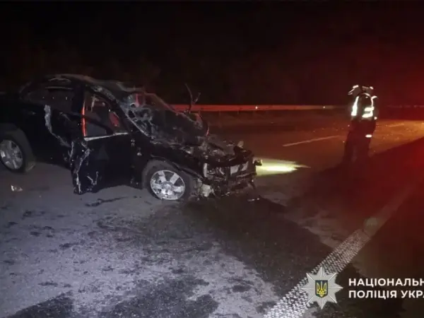 На Полтавщині KIA врізалася у відбійник: травмувалися двоє людей