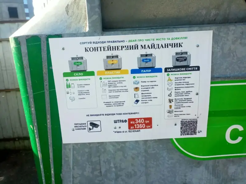 У Кременчуці на контейнерних майданчиках з’явилися таблички з правилами сортування сміття