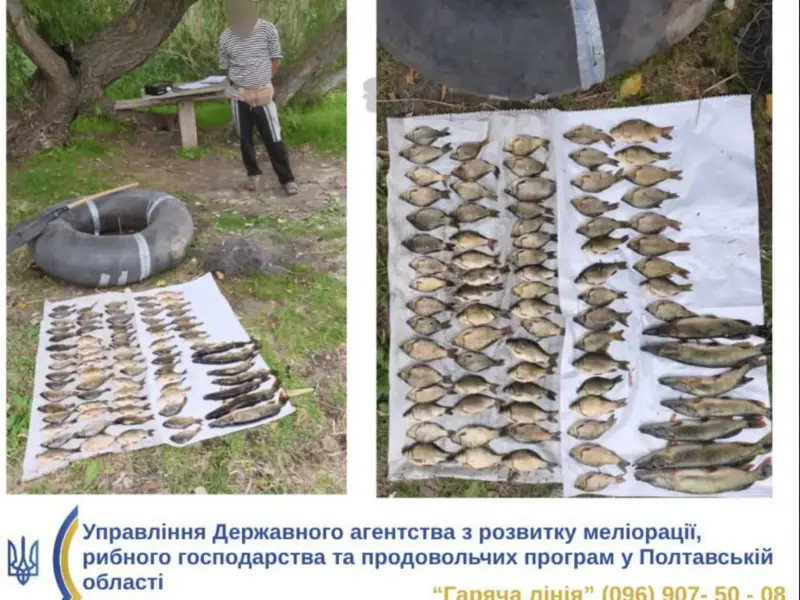 На Полтавщині чоловік наловив сіткою риби на майже 140 тисяч гривень збитків